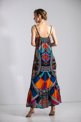 HIMBA AFRICANA - FRILL STRAP MAXI DRESS