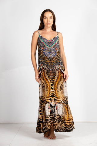 GOLDEN EAGEL - FRILL STRAP MAXI DRESS
