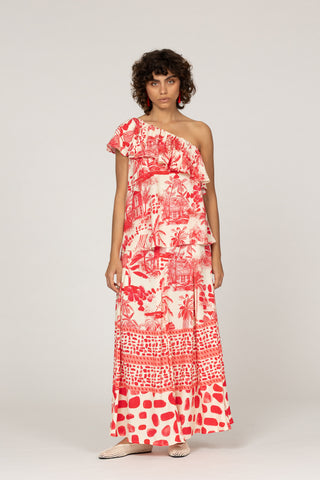 VERMELHO RED- ALICIA RUFFLE TOP