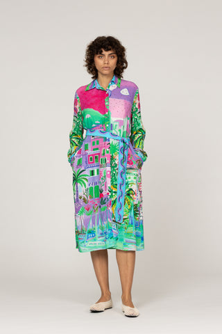 HERMOSA FUCSIA AZUR- LUPINE MIDI DRESS