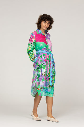 HERMOSA FUCSIA AZUR- LUPINE MIDI DRESS
