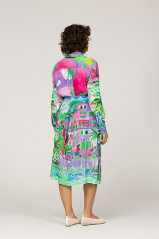 HERMOSA FUCSIA AZUR- LUPINE MIDI DRESS