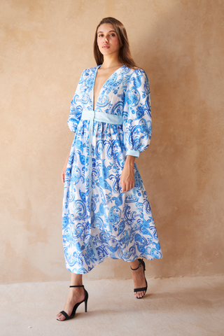 PAISLEY AZURE - SAIGON DRESS