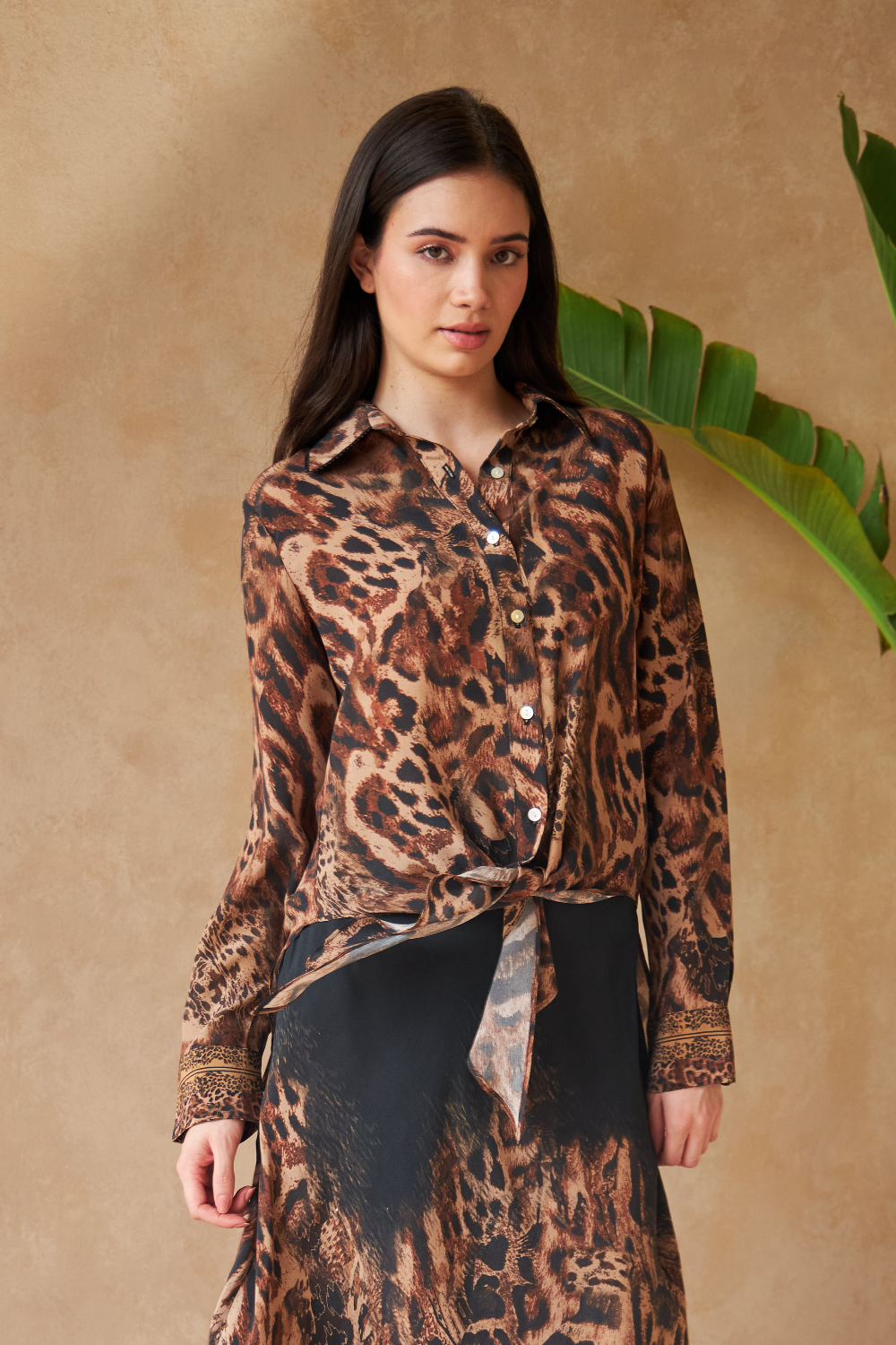 Buy Panther Brown Lamium Top – Luxury Resortwear UAE | 100% Silk ...