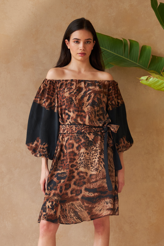 PANTHER BROWN- PEANY DRESS