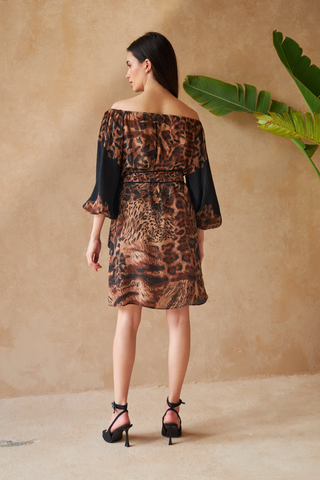 PANTHER BROWN- PEANY DRESS
