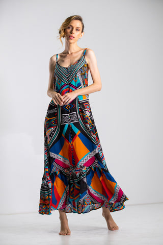 HIMBA AFRICANA - FRILL STRAP MAXI DRESS