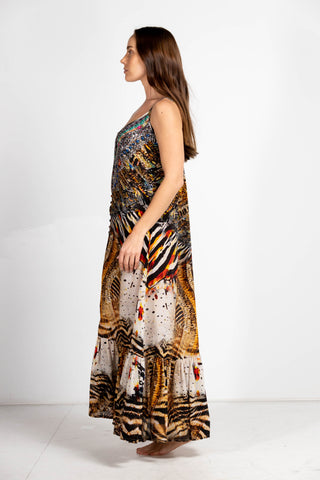 GOLDEN EAGEL - FRILL STRAP MAXI DRESS