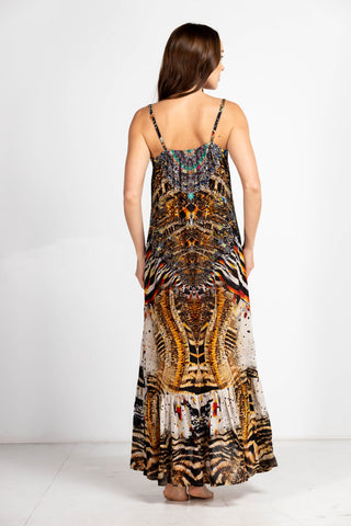 GOLDEN EAGEL - FRILL STRAP MAXI DRESS