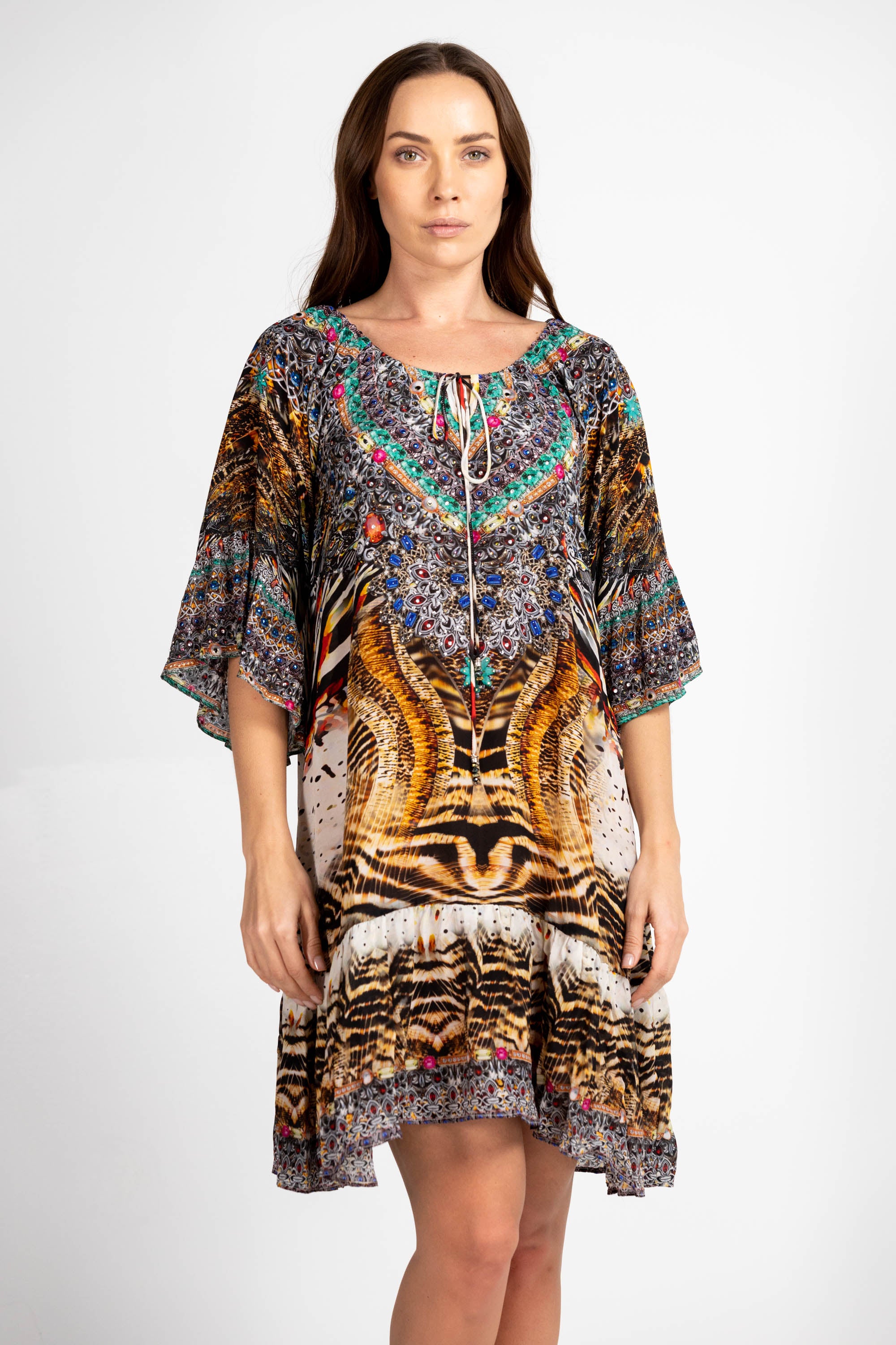 Discover Golden Eagle Gypsy Dress Luxury Resort Wear UAE | 100% Silk Womenswear Inoa Discover Golden Eagle Gypsy Dress Luxury Resort Wear UAE | 100% Silk Womenswear Inoa